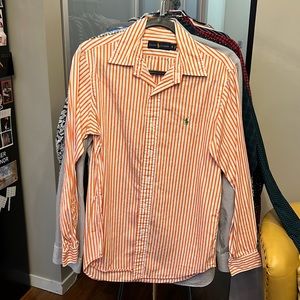 Men’s Small Ralph Lauren Button Up White and Orange stripe